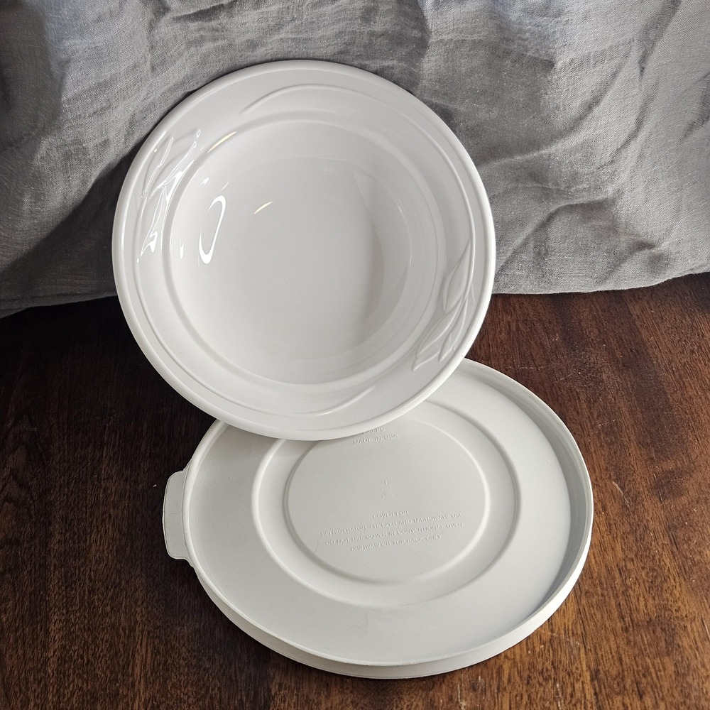 Corning Ware Casual Elegance serving bowl White Flora pattern L-20 style 2pc Set